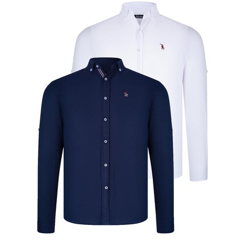 Dewberry DUAL SET G674 MENS SHIRT-WHITE-NAVY BLUE Cijene