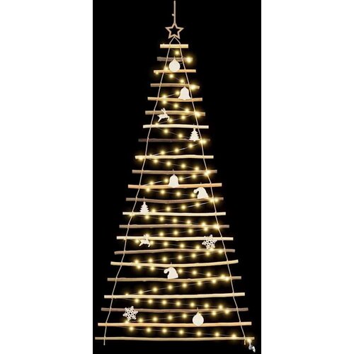 VidaXL Božićno drvce s 130 LED svjetlima Prirodna 210 cm Masivni jasen Slike