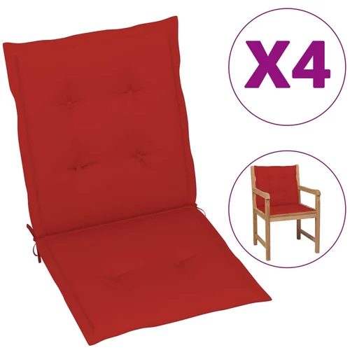  Jastuci za vrtne stolice 4 kom crveni 100x50x3 cm od tkanine