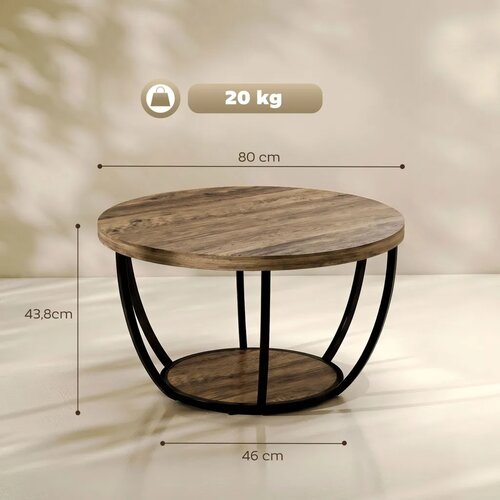  Klub stolić s 2 razine stol za dnevni boravak 80 x 80 x 43 8 cm smeđa/crna Slike