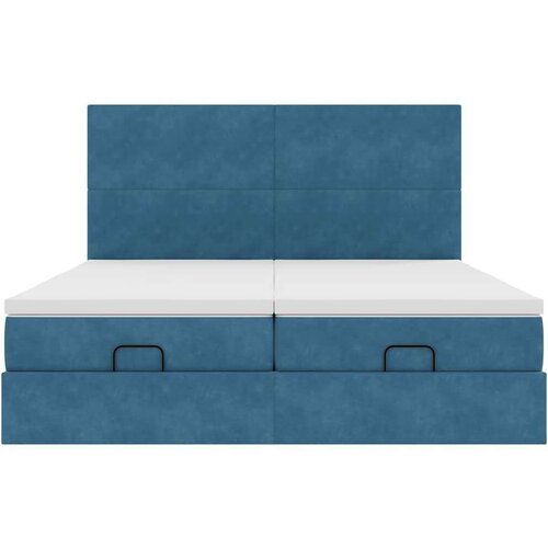 VidaXL Otomanski okvir kreveta s madracima plavi 180x200cm bar&amp;scaron;unasti Slike