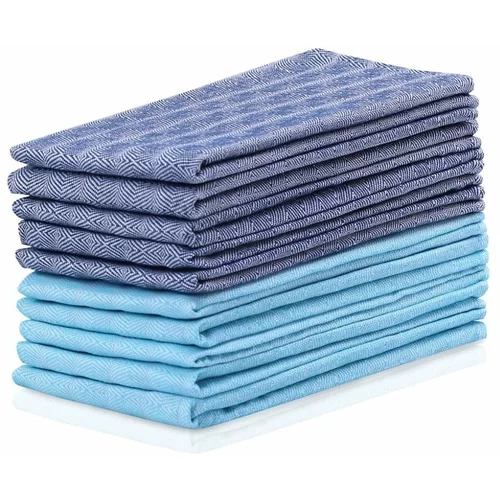 DecoKing set od 10 plavo-tirkiznih pamučnih ručnika Louie, 50 x 70 cm