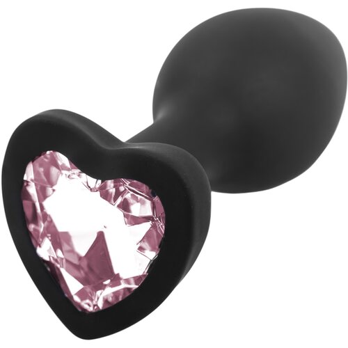 Sunfo silikonski analni dildo sa srcastim kamenom (crno-ružičasti) Slike