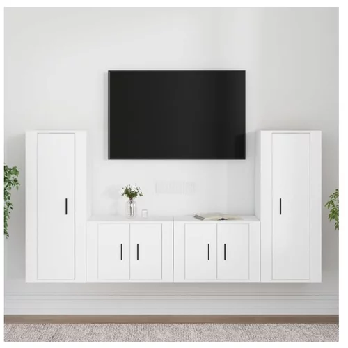 Komplet TV omaric 4-delni bel inženirski les