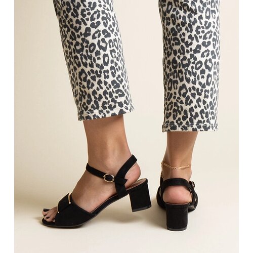 Gemre Black low block heel sandals Frederica Slike