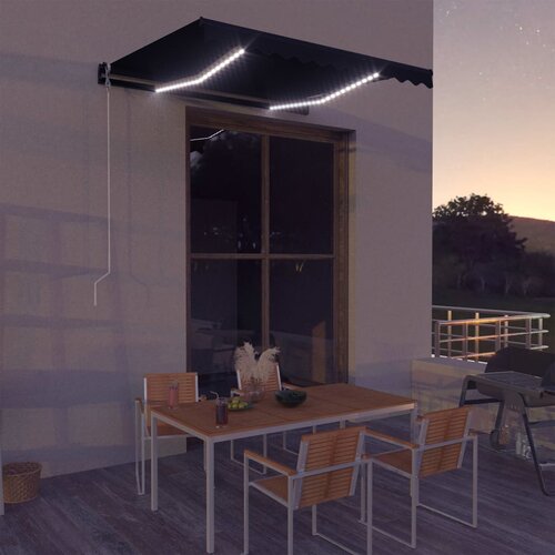VidaXL Ročno zložljiva tenda z LED lučmi 300x250 cm antracitna Slike