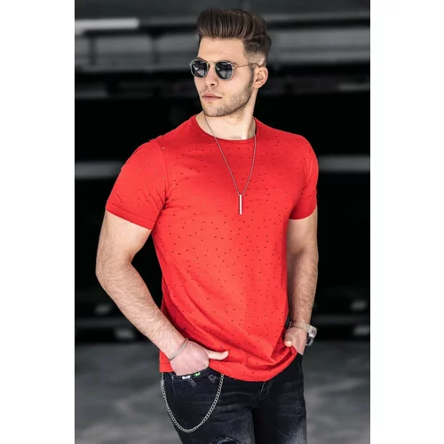 Madmext Torn Detailed Red T-Shirt 2883