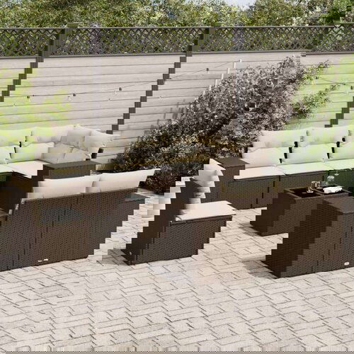  9-dijelni set vrtnih sofa s jastucima poliratan smeđi Cijene