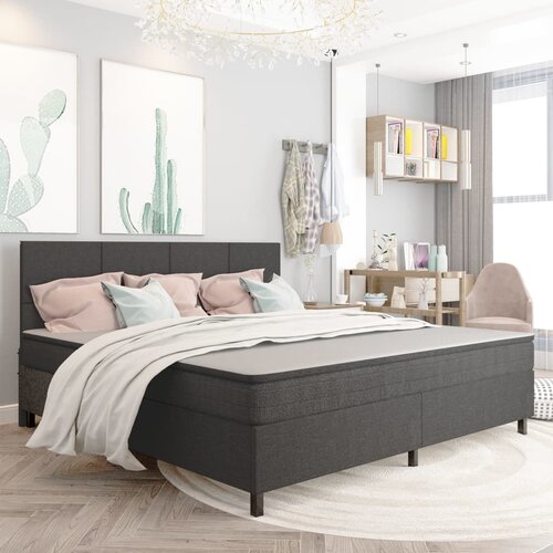 Krevet od tkanine s oprugama tamnosivi 200 x 200 cm Slike