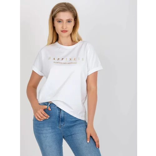Fashion Hunters White cotton plus size t-shirt with short sleeves