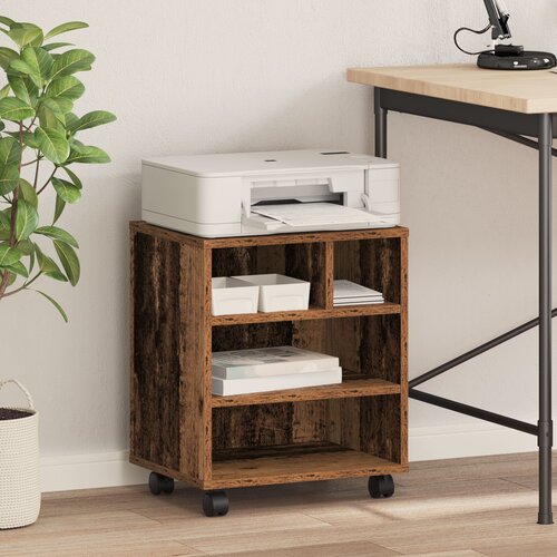 vidaXL stalak za pisač s kotačima Stari drvo 41x32x48 cm Cijene