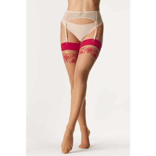 Hunkemöller Nogavice za podvezice Red Hearts 15 DEN Cene