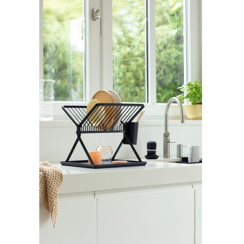 Brabantia Tamno sivi metalni dvoetažan ocjeđivač za posuđe 37x33 cm &amp;ndash; Slike