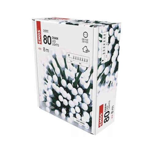 Emos lighting LED božična cherry veriga &amp;ndash; kroglice D5AC02, 8 m, hladno bela D5AC02 Slike