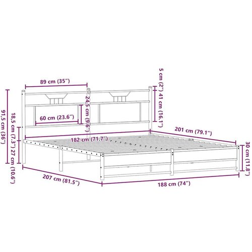 VidaXL metalni okvir kreveta bez madraca boja hrasta sonome 180x200 cm Slike