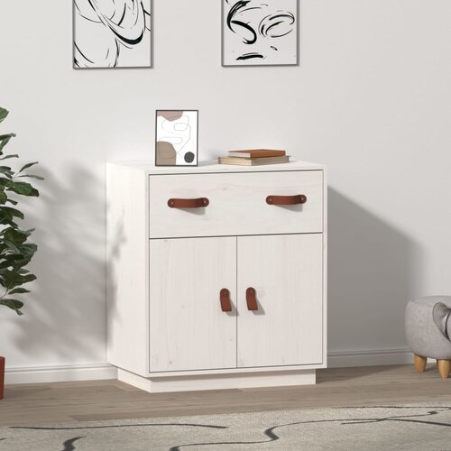 vidaXL Komoda bela 65,5x40x75 cm trdna borovina Cene