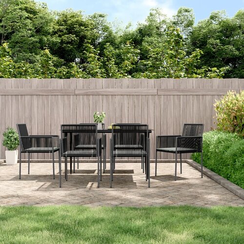 VidaXL Vrtne stolice s jastucima 6 kom crne 54x60 5x83 5 cm poliratan Slike