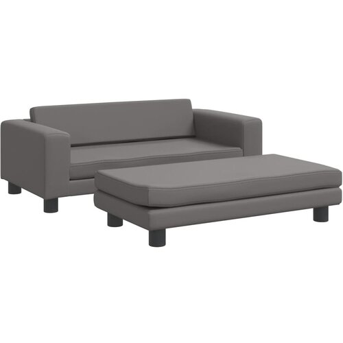Maison Chic Otroški kavč - Otroški divan - Otroški sedež s stolčkom za noge siv 100x50x30 cm umetno usnje, (21729675) Cene