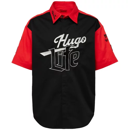 HUGO Red Košulja 'Escar' crvena / crna / bijela