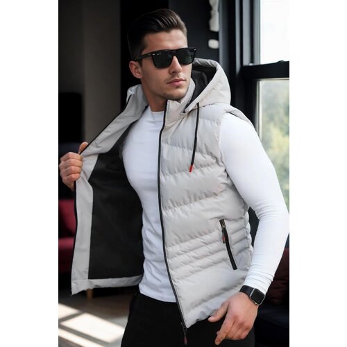 Dewberry 17736 Removable Hooded Mens Vest-STONE Slike