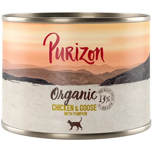 Purizon Ekonomično pakiranje Organic 24 x 200 g - Piletina i guščetina s bundevom