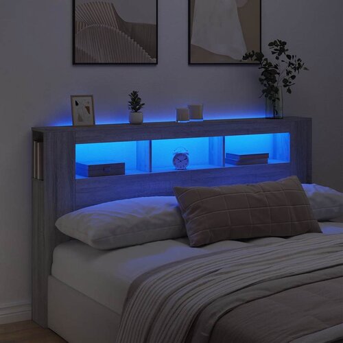 LED uzglavlje boja hrasta 180x18,5x103,5 cm konstruirano drvo Cijene