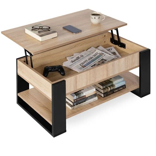 Modern Home stolić za kavu s podiznom i pro&scaron;irivom pločom 90 cm, spremnik za pohranu, polica, sonoma hrast Cijene