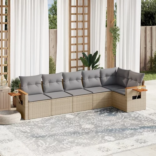 vidaXL 6-dijelni set vrtnih sofa s jastucima bež od poliratana