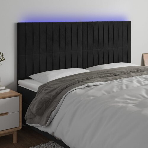 vidaXL LED posteljno vzglavje črno 200x5x118/128 cm žamet Cene
