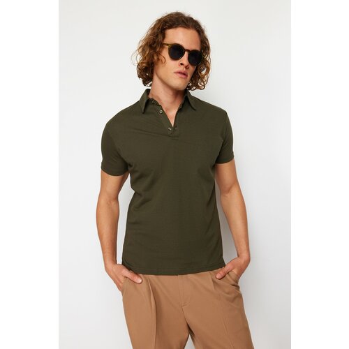 Trendyol Khaki Men's Regular/Normal Cut Textured Polo Collar T-shirt Cene