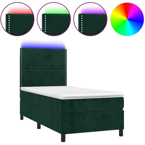  box spring s madracem LED tamnozeleni 90x200 cm bar&amp;scaron;un Slike