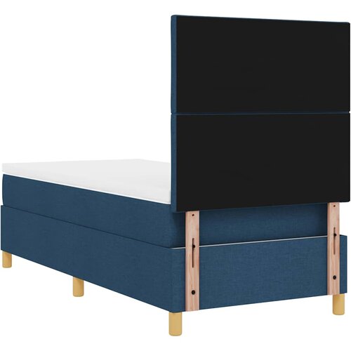  LED Box Spring Krevet s uzglavljem Plava 90 x 200 cm tkanina Slike