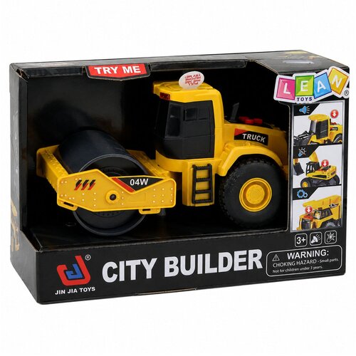  Road Roller Construction Vehicle Rotating Roller Lights Sounds Yellow 1:32 Slike
