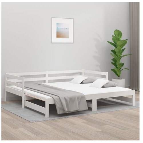  Dnevni ležaj na izvlačenje bijeli 2x(80x200)cm masivna borovina Cene