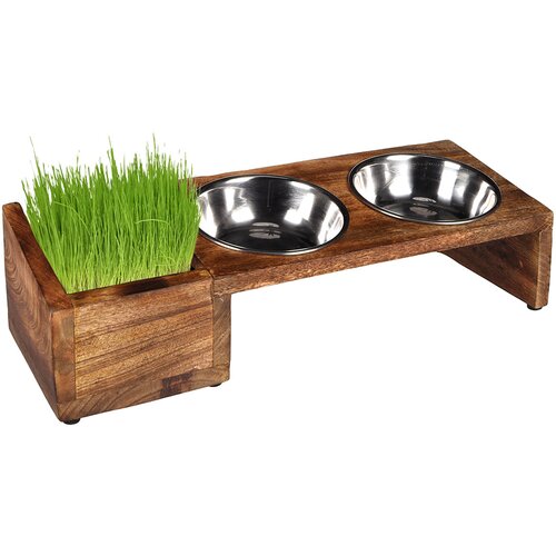 Flamingo podstavek za hranjenje z dvema posodama Lela s posodo za mačjo travo - 2 x 375 ml Slike