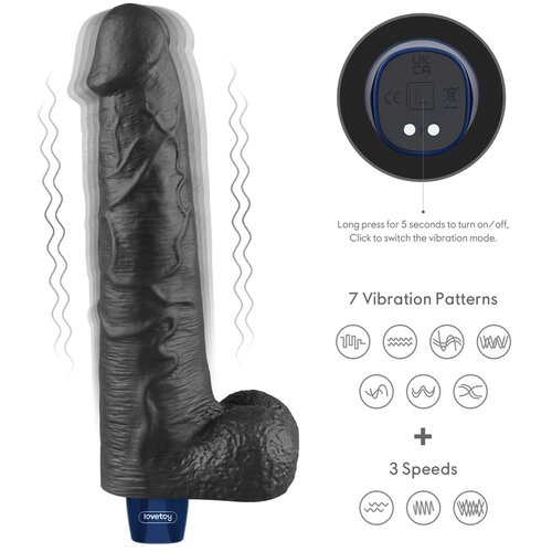 Lovetoy 2024 Real Softee Rechargeable Vibrating Dildo 10.5&amp;quot; Black Slike