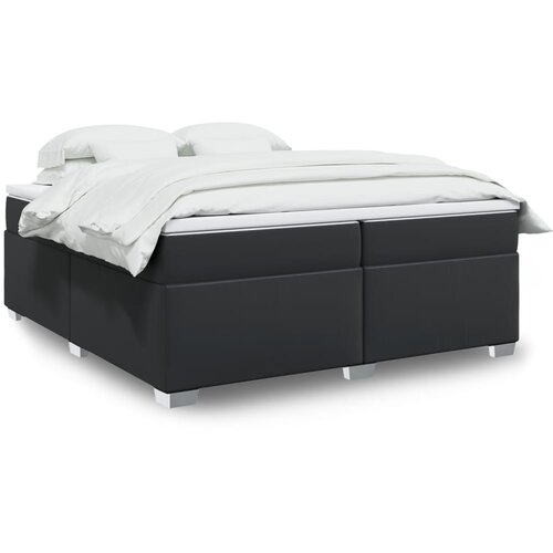 VidaXL Box spring postelja z vzmetnico črna 200x200 cm umetno usnje Slike