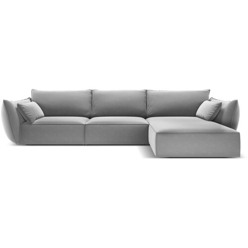 Mazzini Sofas Svetlo siva žametna kotna sedežna garnitura z ležalnikom (desni kot) Vanda – Cene