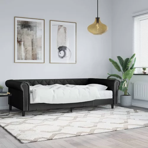  Dnevni krevet s madracem crni 90 x 200 cm od umjetne kože