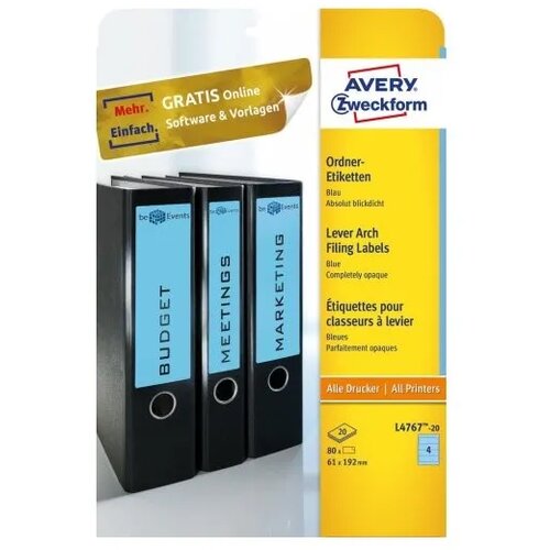 Avery Zweckform Etikete za &amp;scaron;iroke registratorje 192 x 61 mm 1/20 Slike