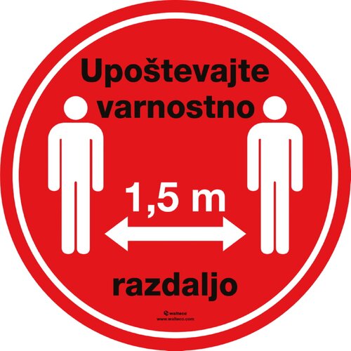 x nalepka "prosimo, upoštevajte razdaljo 1,5 m" (150 x 0,1 150 mm) Cene