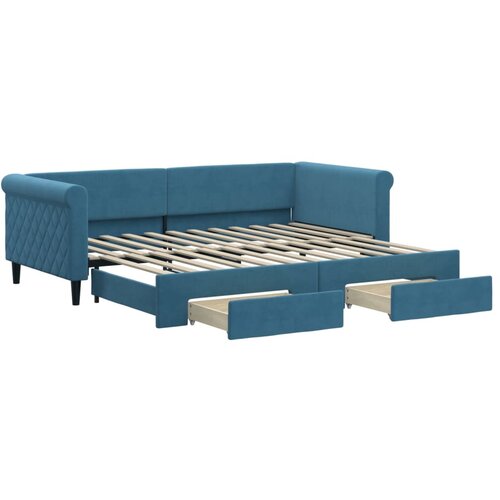 vidaXL izvlečna dnevna postelja s predali modra 90x200 cm žamet, (20938380) Cene