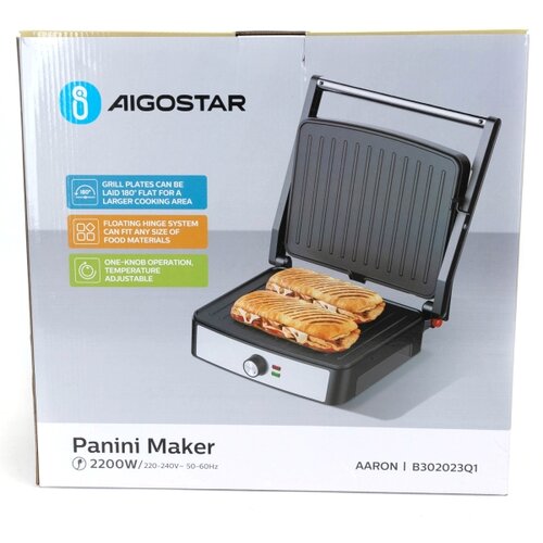 Aigostar Kontaktni ro&amp;scaron;tilj 2200W/230V crna/nerđajući čelik Slike