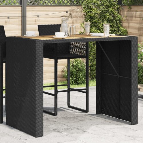 VidaXL Vrtni stol s pločom od bagrema crni 145 x 80 x 110 cm poliratan Slike