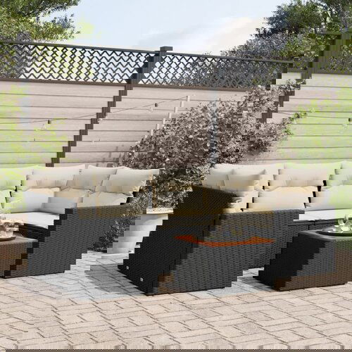 VidaXL 7-dijelni set vrtnih sofa od poliratana s jastucima crni Slike