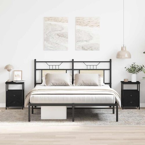 VidaXL Nočne omarice 2 kosa črni hrast 34x35,5x50 cm inženirski les Slike