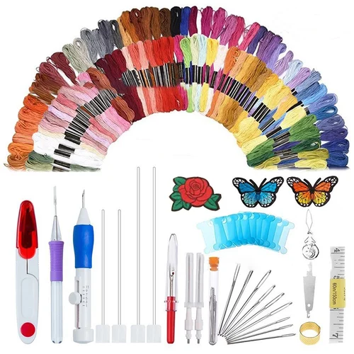 INF Set 100 barvnih niti, igel za vezenje, šivalnih pisal MultiColor, (21542683)