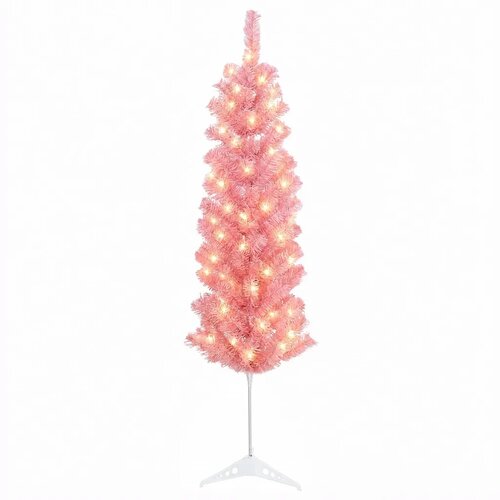  Umjetno vitko božićno drvce 150 cm 150 LED lampica Topla bijela - 150 cm s LED svjetlima Slike