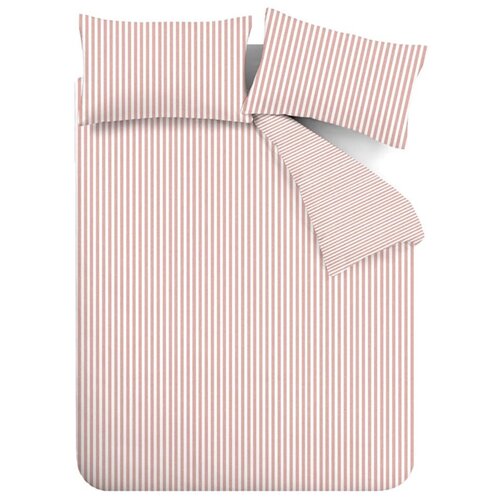 Catherine Lansfield Rožnata podaljšana flanelna posteljnina za zakonsko posteljo 230x220 cm Stripe – Cene