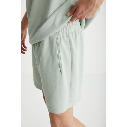 Grimelange RAMADANP012 Men's 100% Cotton Waffle Mint Green Short Slike